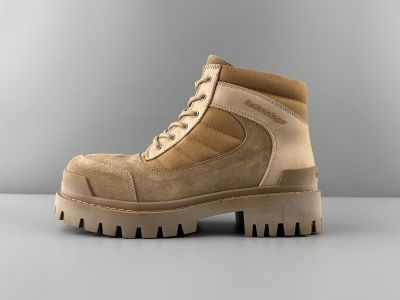 Balenciaga Combat Strike Round Toe Lace-Up Chunky Lug Sole Martin Boots 